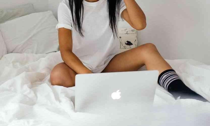 Girl using laptop